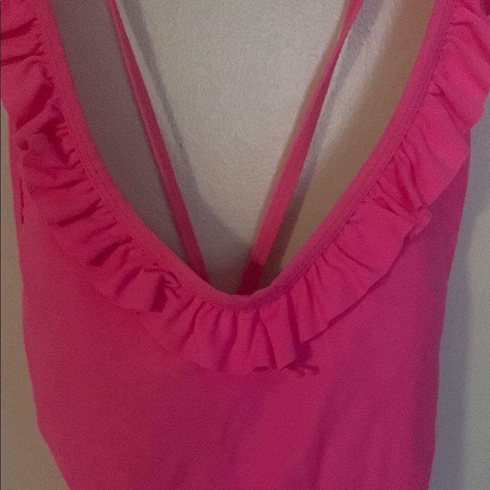 Pink Ruffled One-Piece Swimsuit - Picture 4 of 14